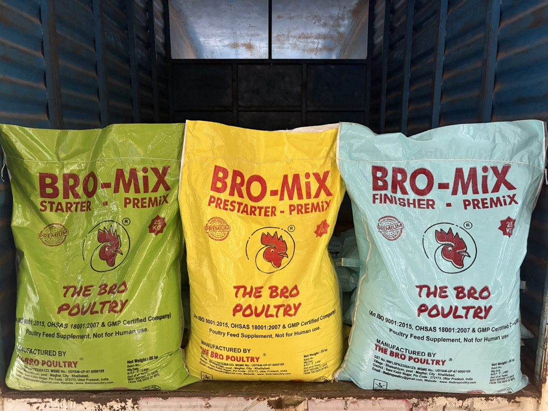 BRO MIX Starter, Prestarter aur Finisher premix ke 25 kg bags